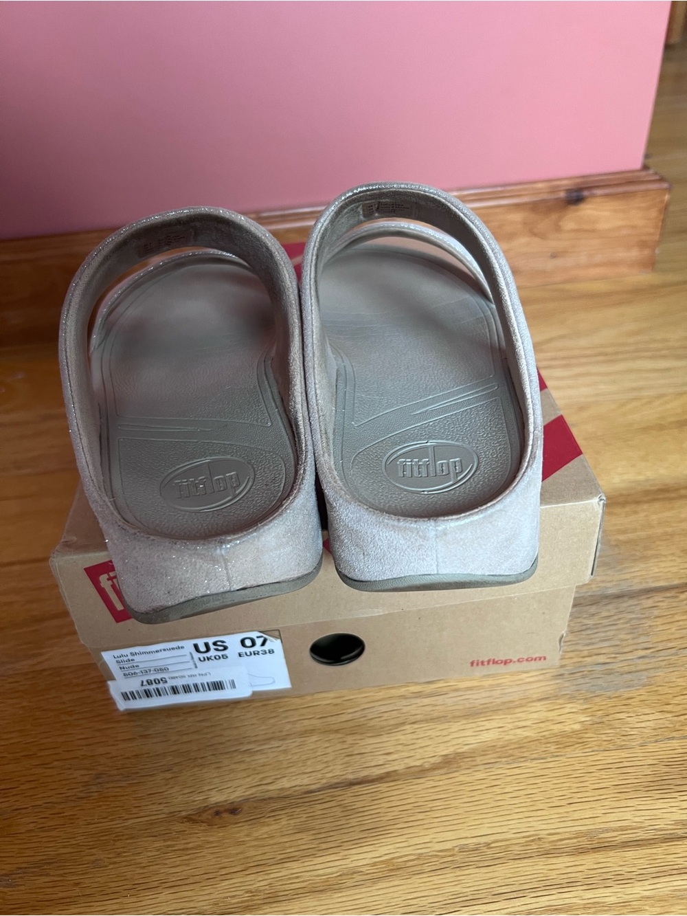 FitFlop Women’s Pink Champagne Double-Strap Slide Sandals - Picture 4 of 5